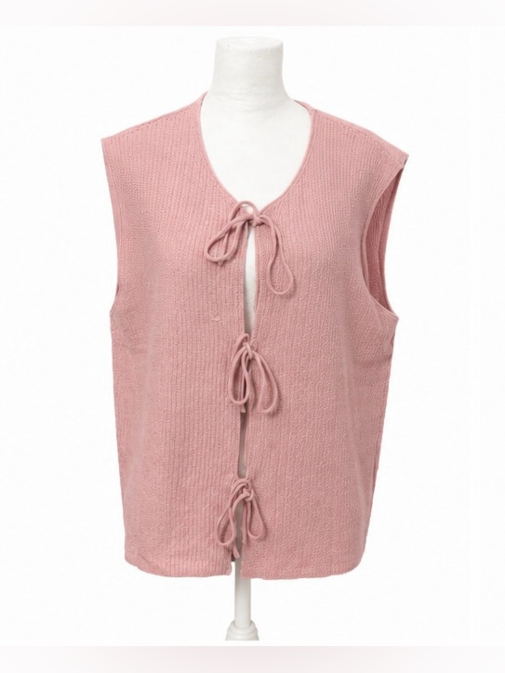 Sleeveless Tie-Front Knit Vest in Dusty Pink